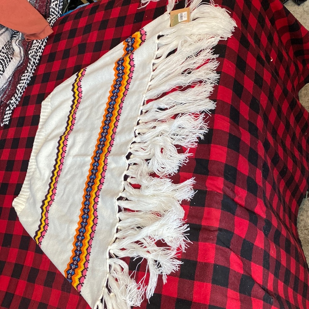 White stripped Poncho